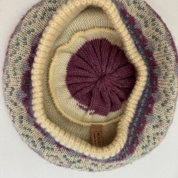 Vintage Knitted  Set of 3 Scarf Hat Beret Gloves NORDIC STYLE  Winter - Picture 11 of 14